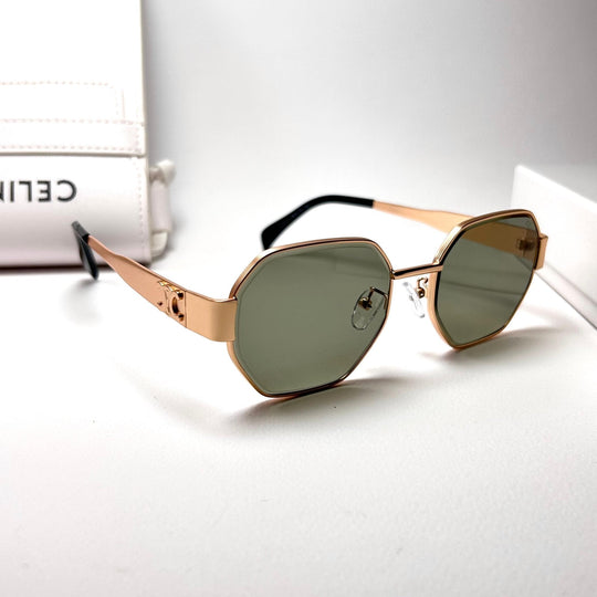 Celine Octagonal – Gold & Olive Green