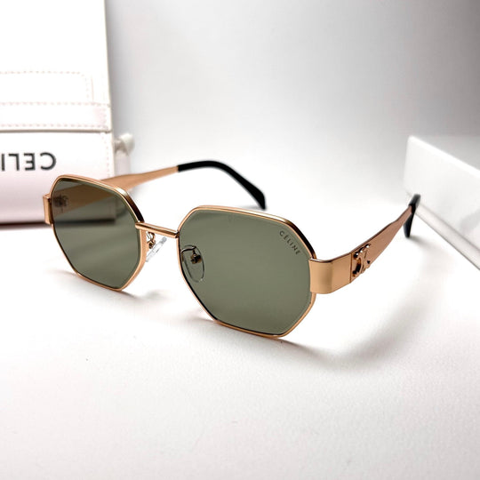 Celine Octagonal – Gold & Olive Green