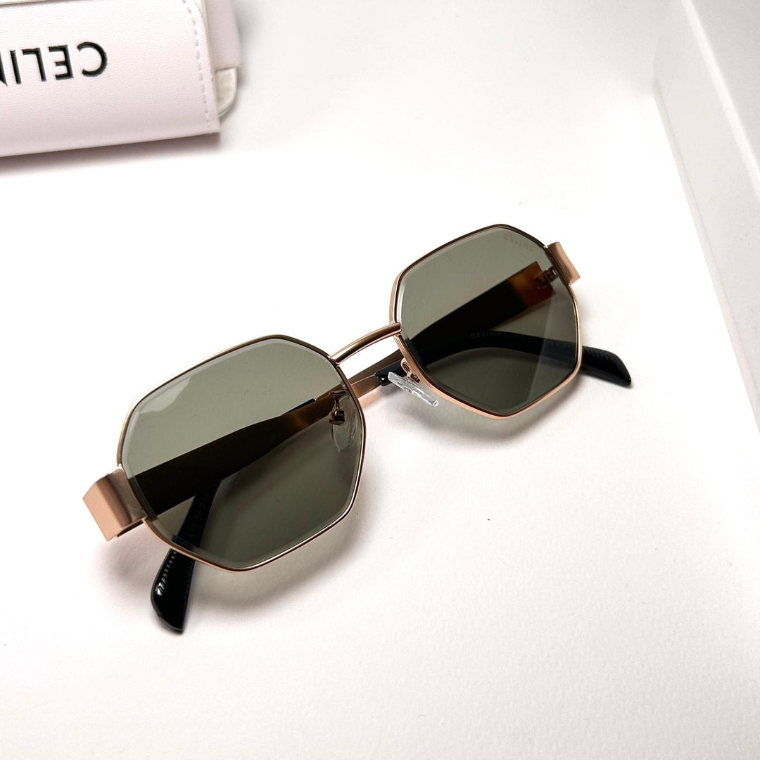 Celine Octagonal – Gold & Olive Green