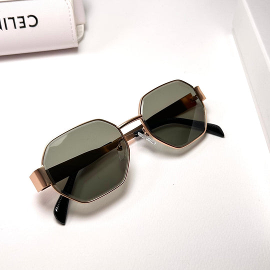 Celine Octagonal – Gold & Olive Green