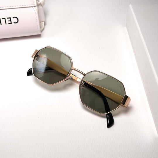 Celine Octagonal – Gold & Olive Green