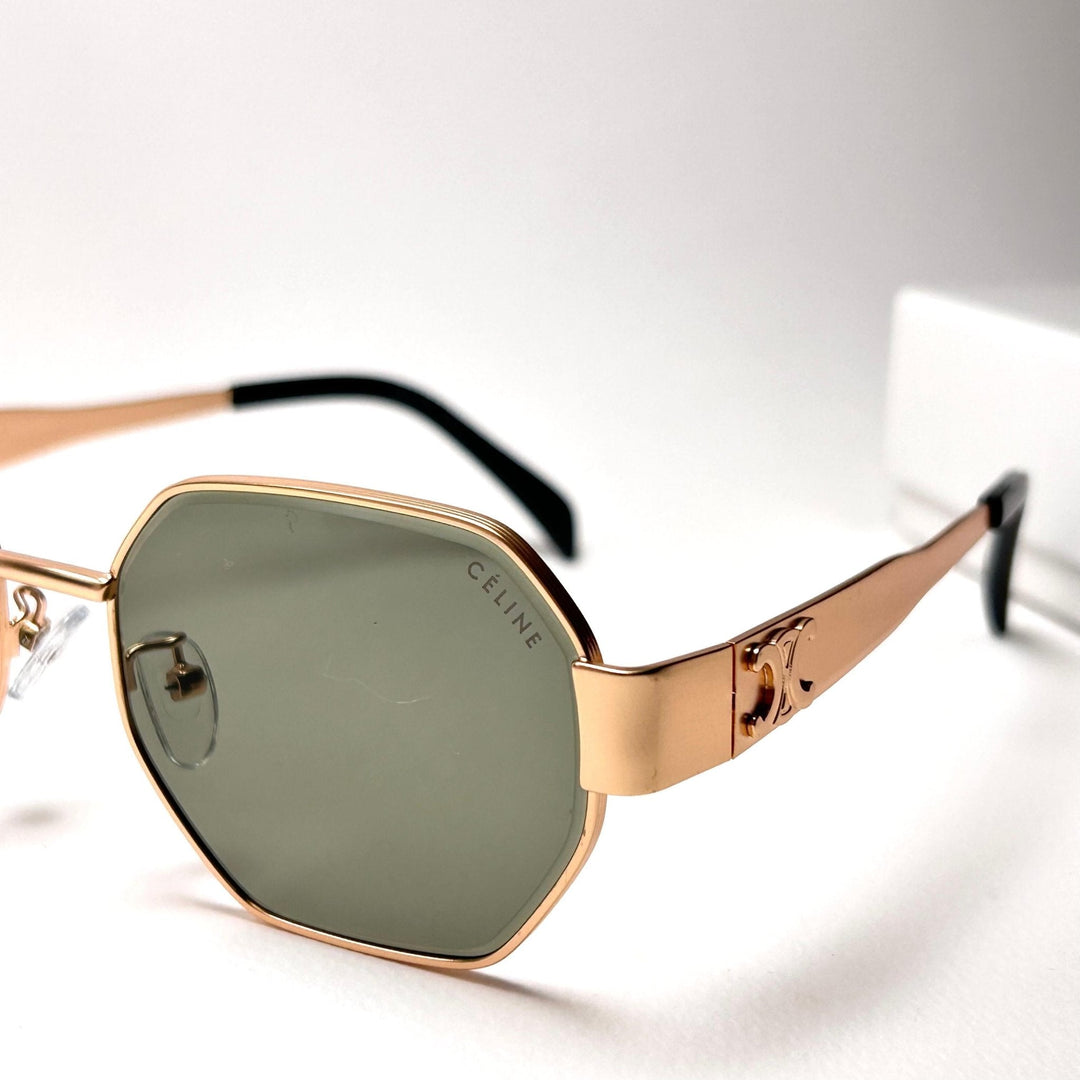 Celine Octagonal – Gold & Olive Green