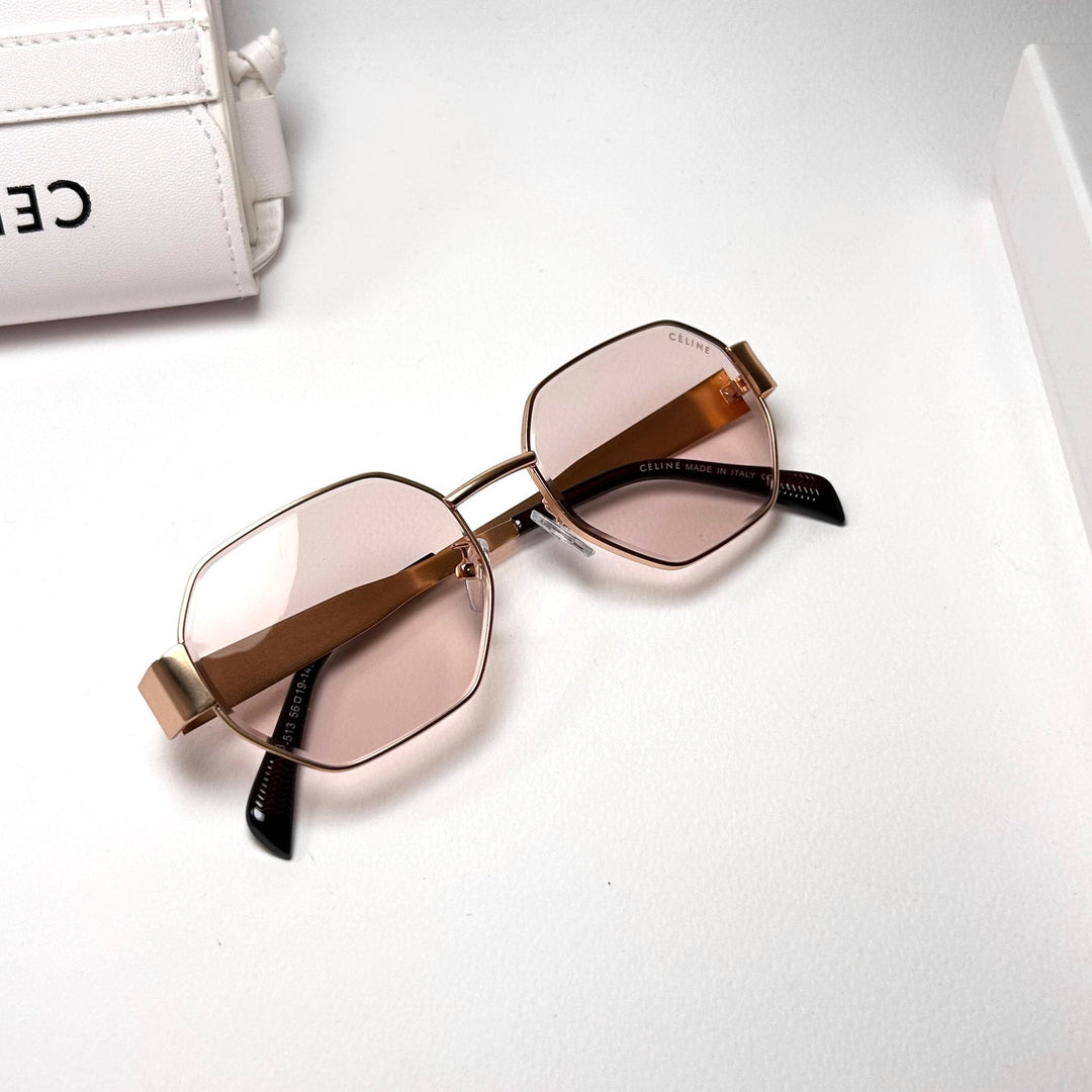 Celine Octagonal – Gold & Pinky Tint