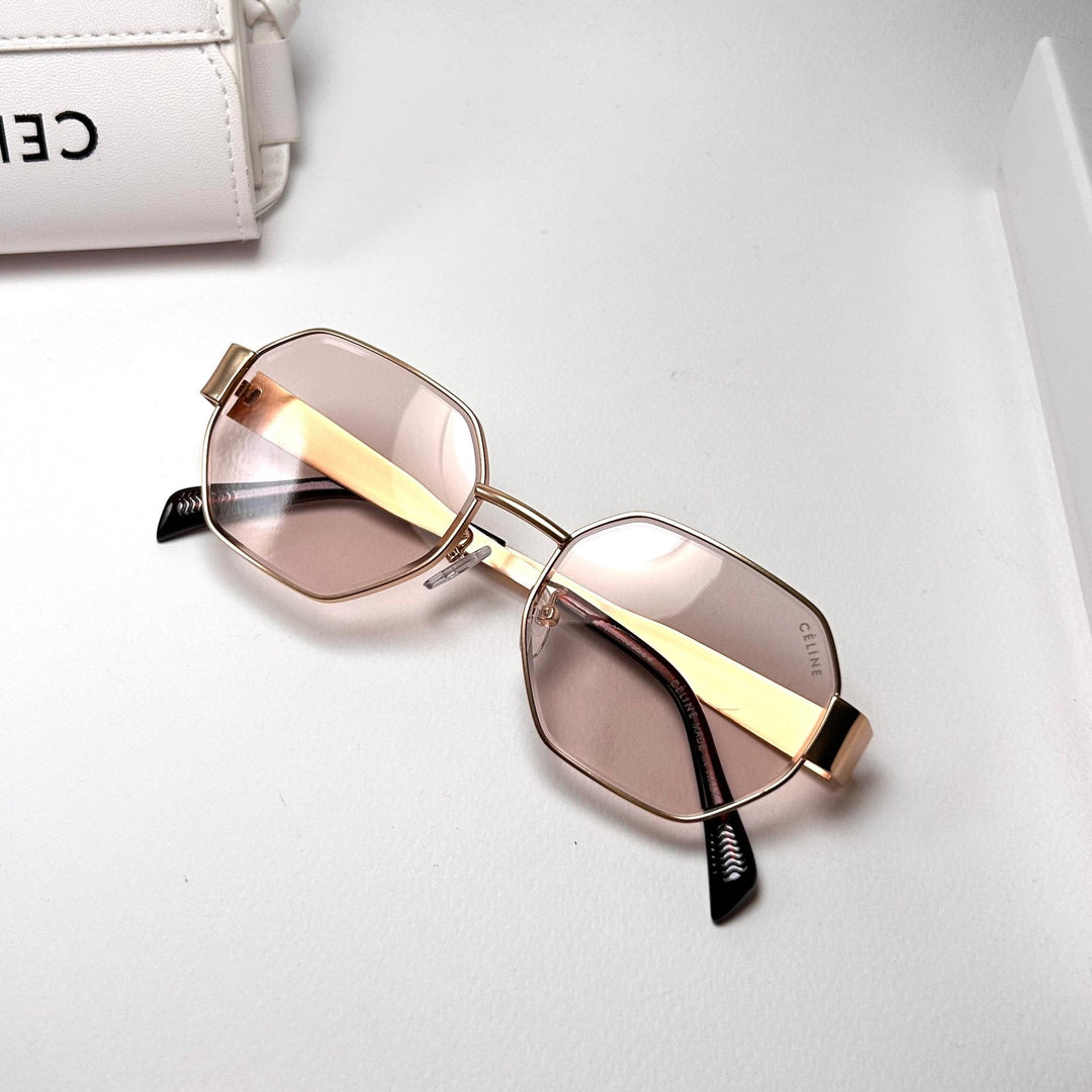 Celine Octagonal – Gold & Pinky Tint