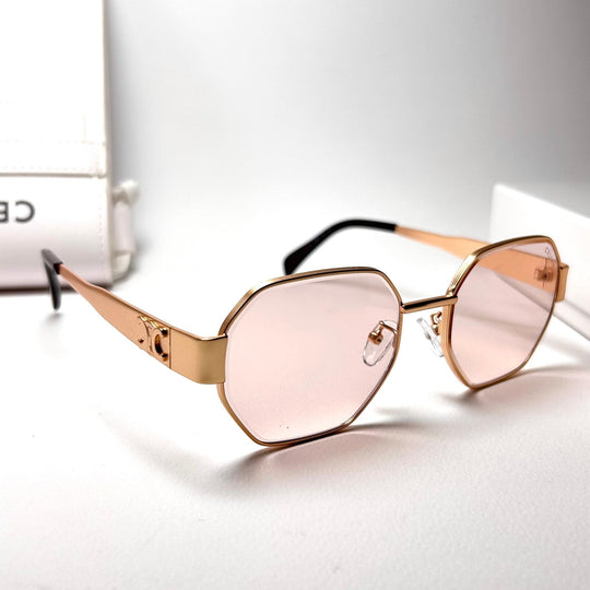 Celine Octagonal – Gold & Pinky Tint