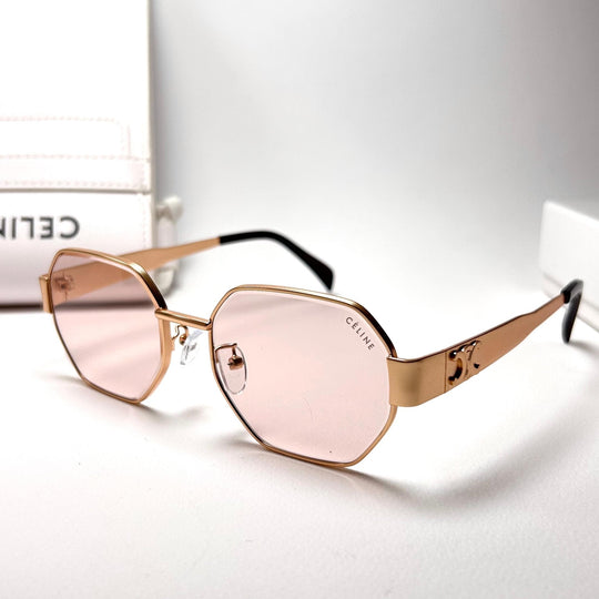 Celine Octagonal – Gold & Pinky Tint
