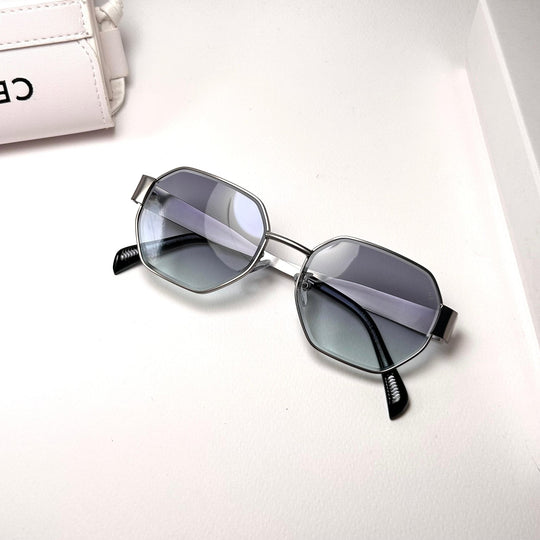 Celine Octagonal – Silver & Gradient Grey-Blue
