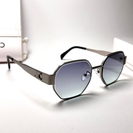Celine Octagonal – Silver & Gradient Grey-Blue
