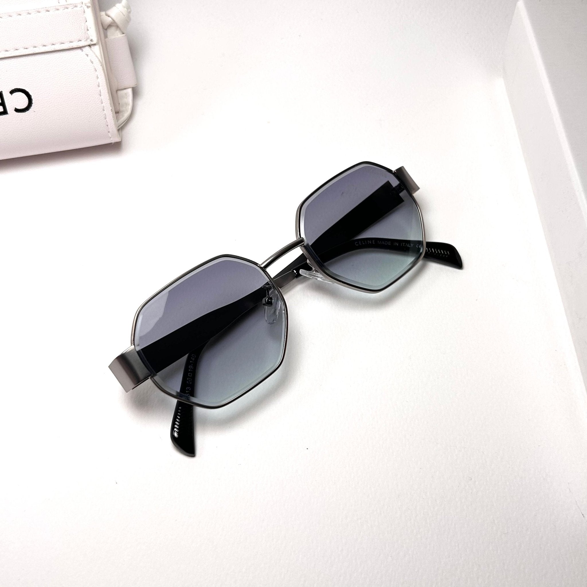 Celine Octagonal – Silver & Gradient Grey-Blue