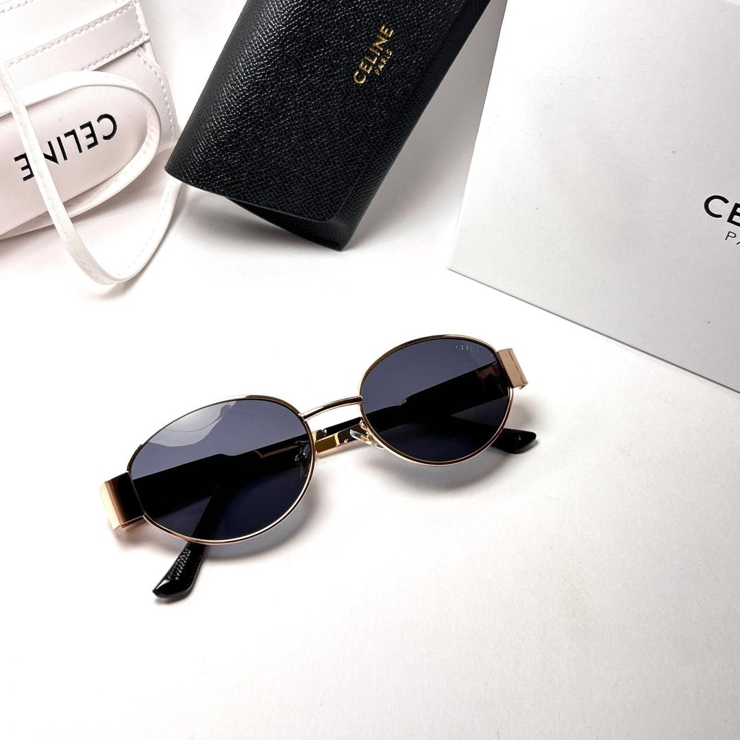 Celine Retro Oval – Golden Black