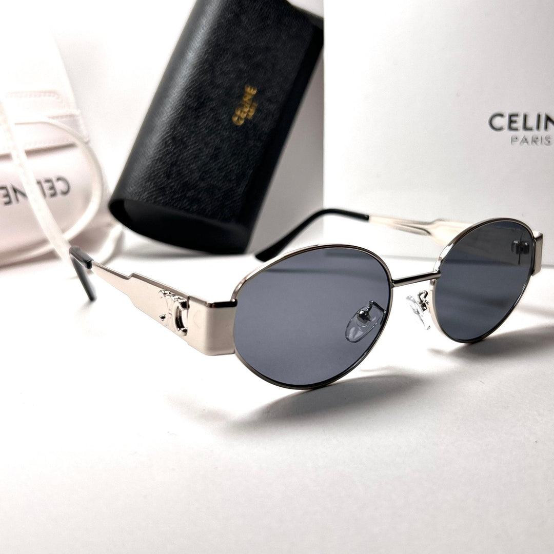 Celine Retro Oval – Silver Black
