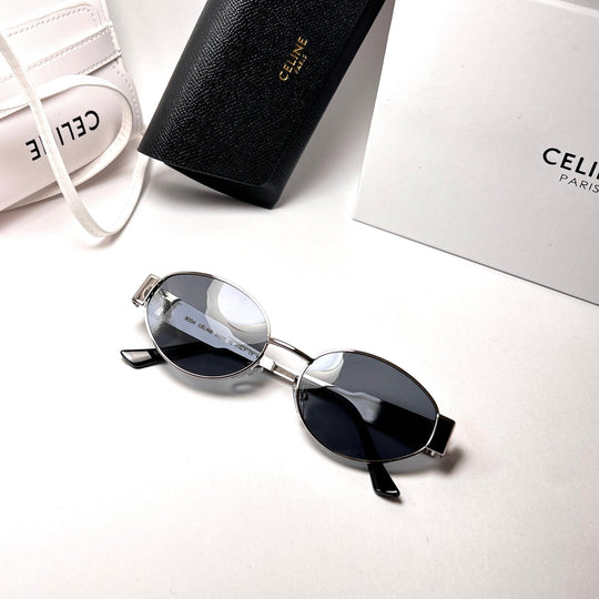 Celine Retro Oval – Silver Black
