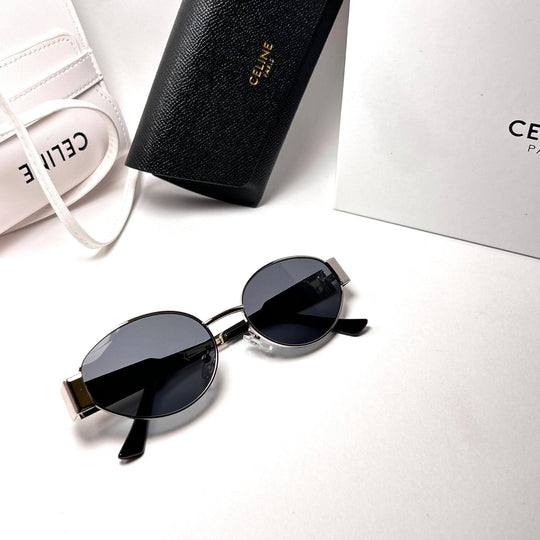 Celine Retro Oval – Silver Black