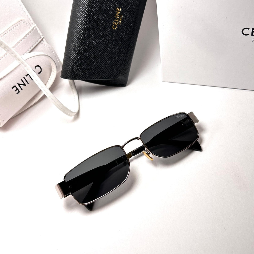 Celine Triomphe 01 Rectangular – Silver & Black