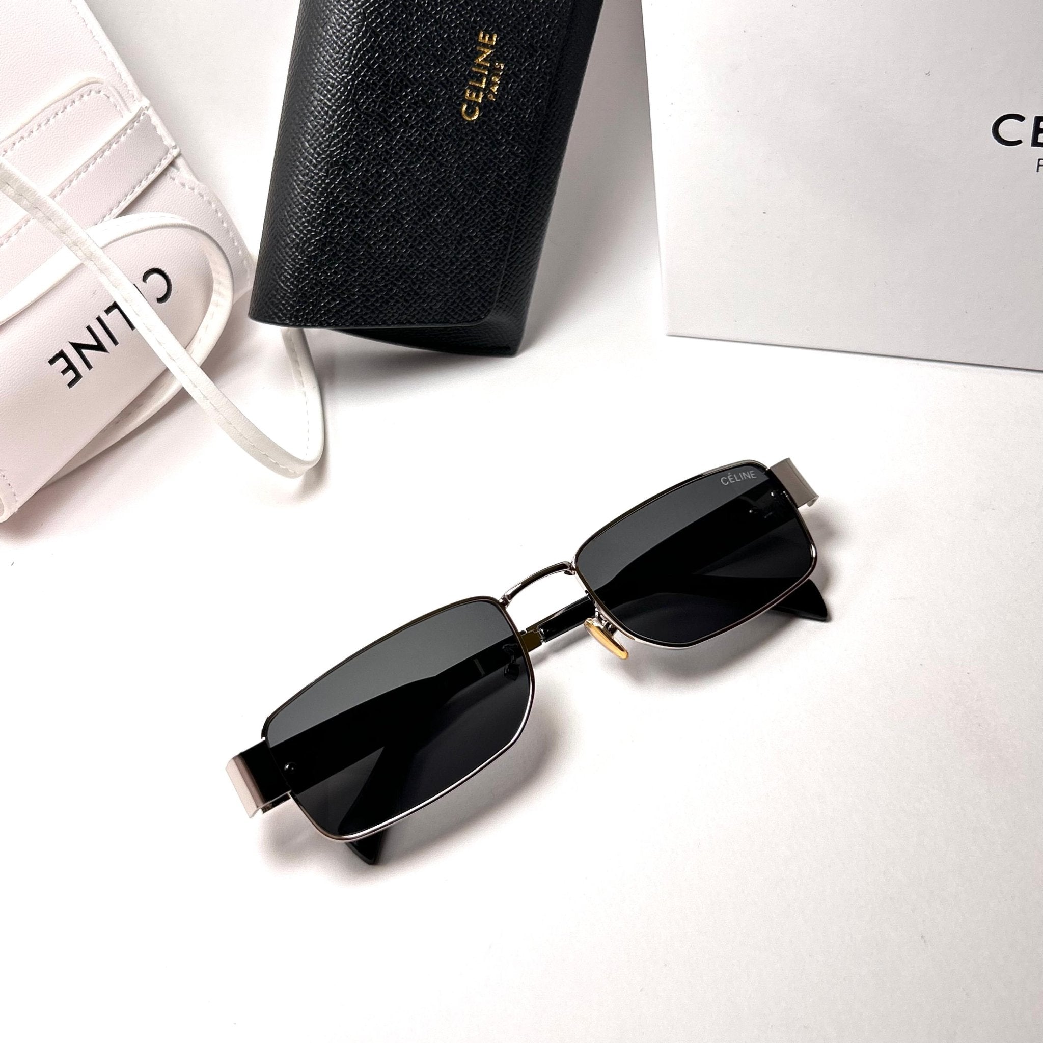 Celine Triomphe 01 Rectangular – Silver & Black