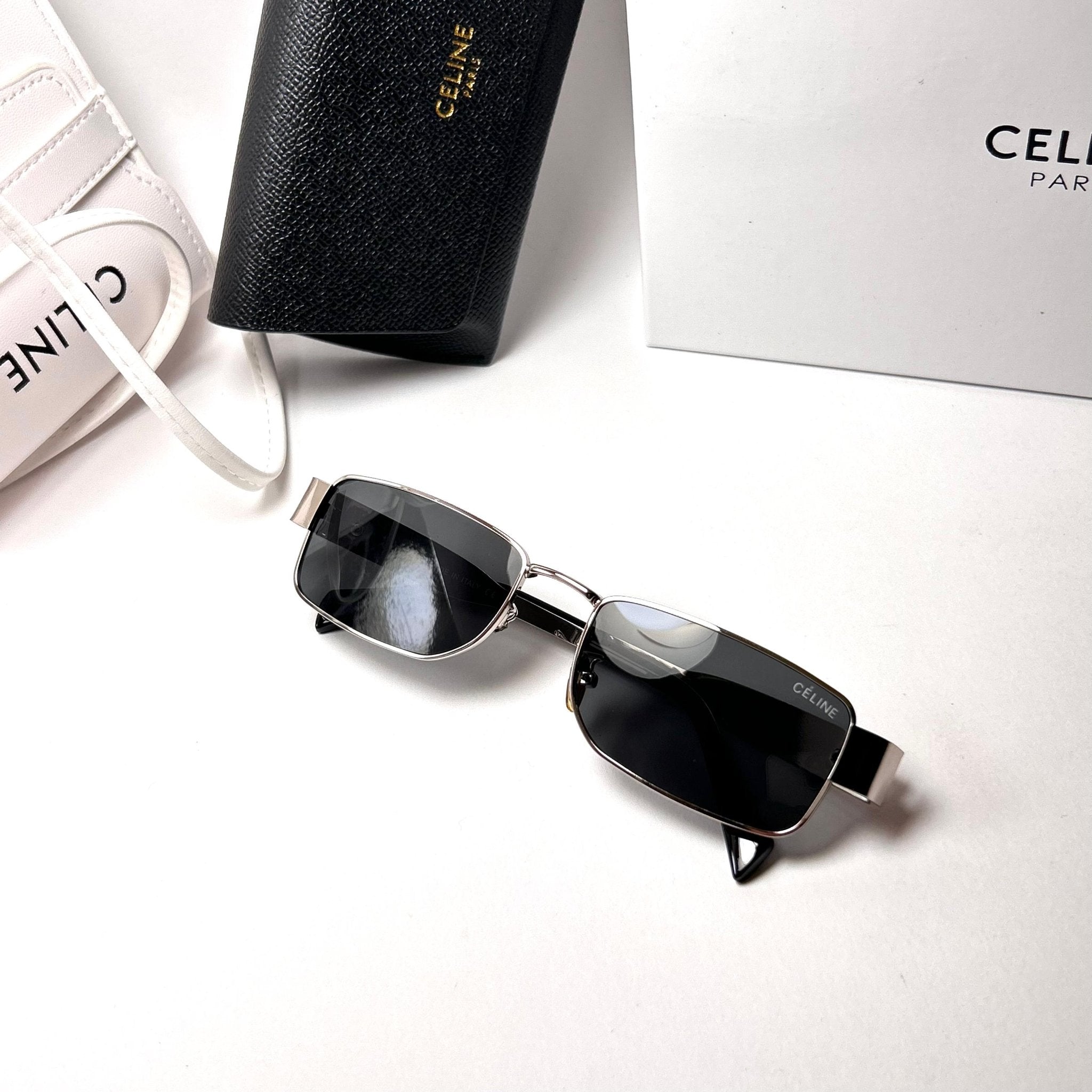 Celine Triomphe 01 Rectangular – Silver & Black