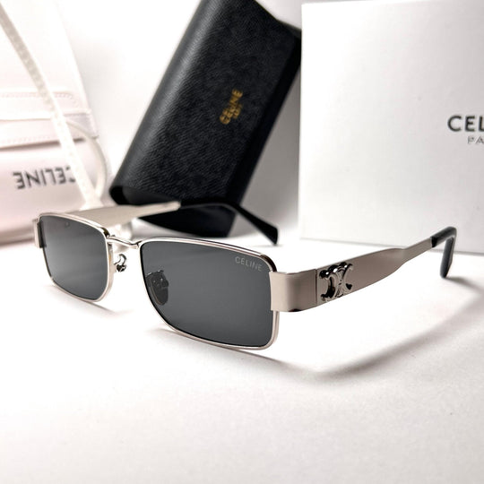 Celine Triomphe 01 Rectangular – Silver & Black