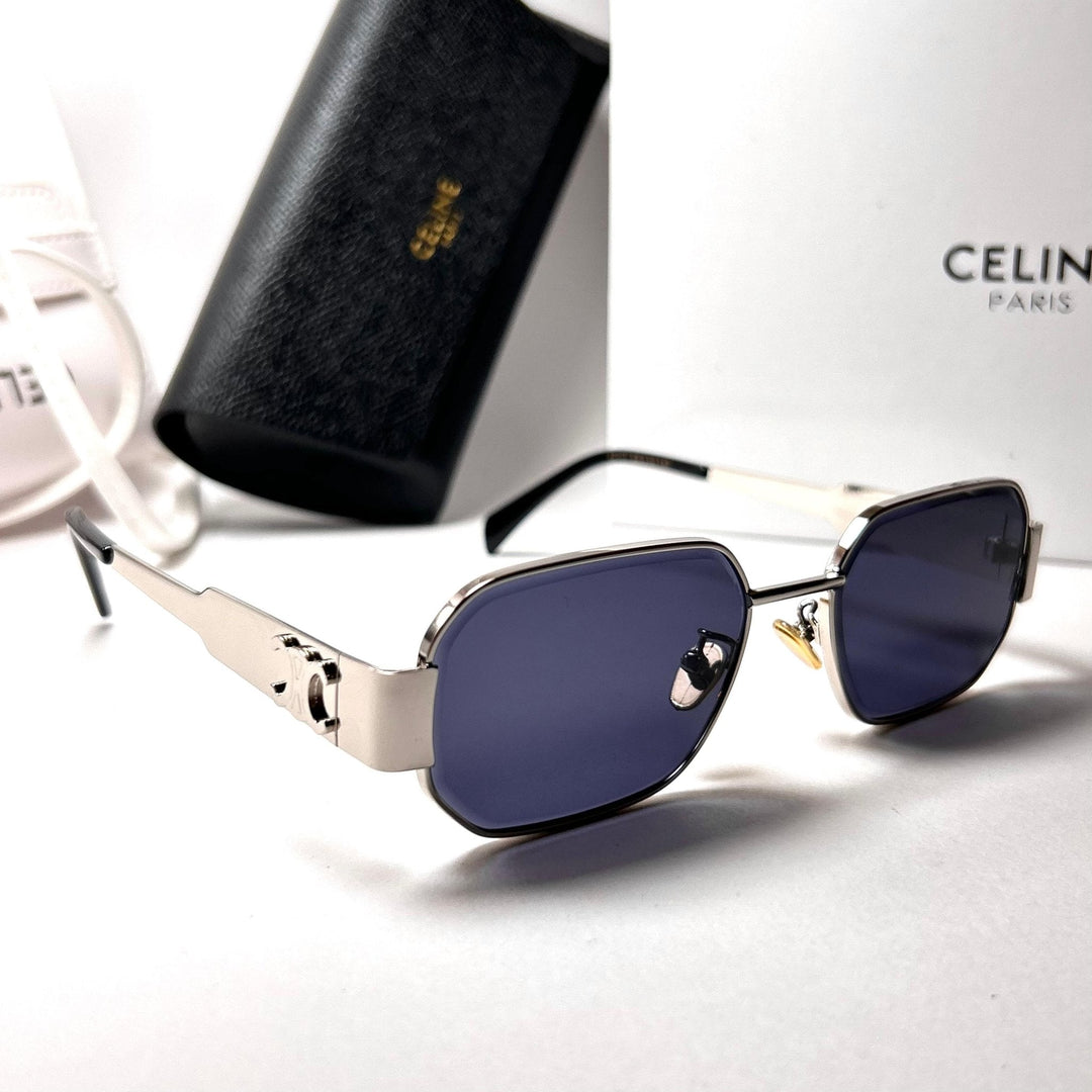 Celine Triumph Rectangle – Silver & Black Lens