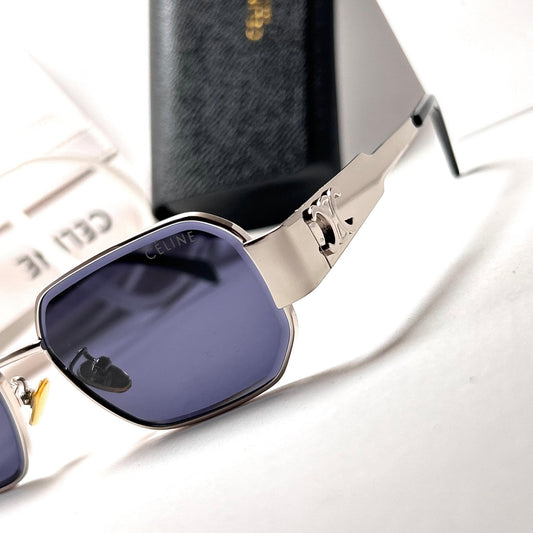 Celine Triumph Rectangle – Silver & Black Lens