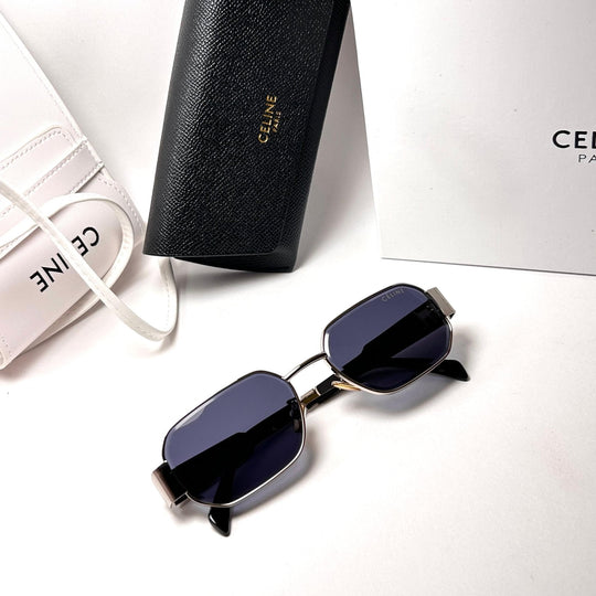 Celine Triumph Rectangle – Silver & Black Lens