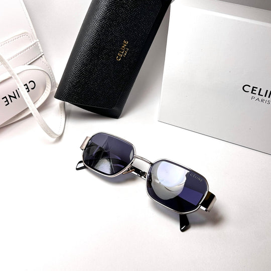 Celine Triumph Rectangle – Silver & Black Lens