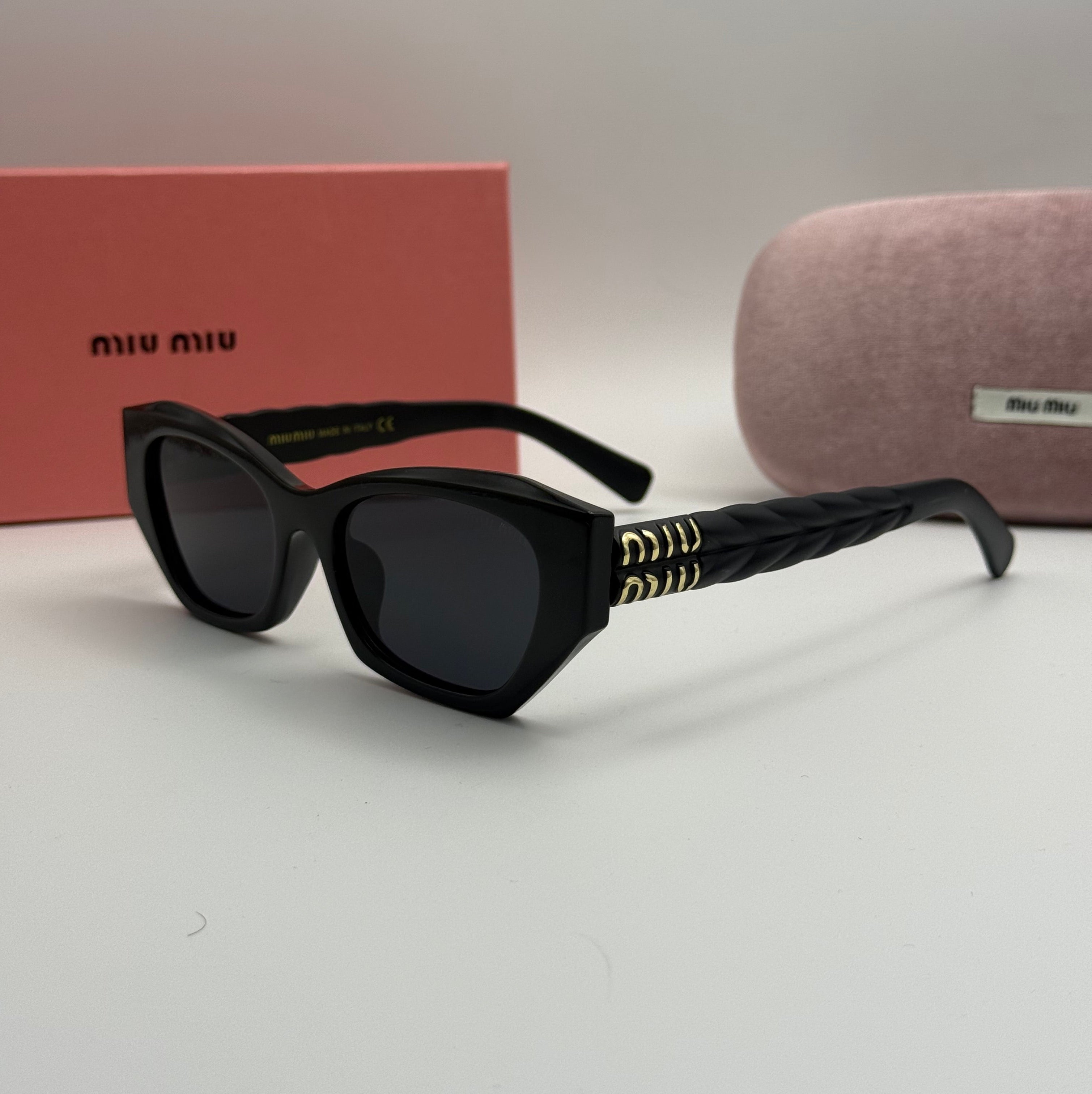 Miu Miu Cat-Eye Sunglasses – Black / Dark Grey Lenses