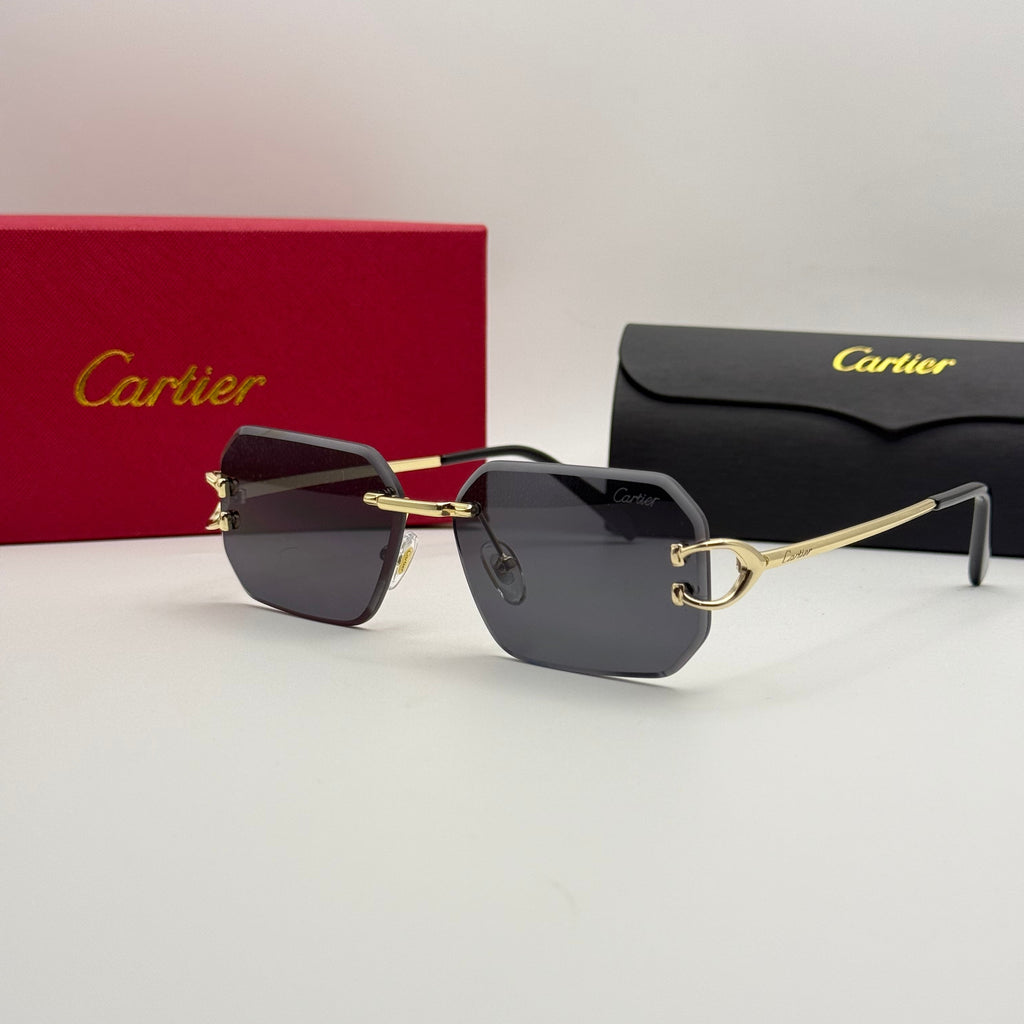 Cartier Rimless Octagonal Sunglasses – Gold & Grey