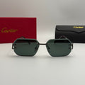 Cartier Rimless Rectangular Sunglasses – Gunmetal / Dark Green Lenses