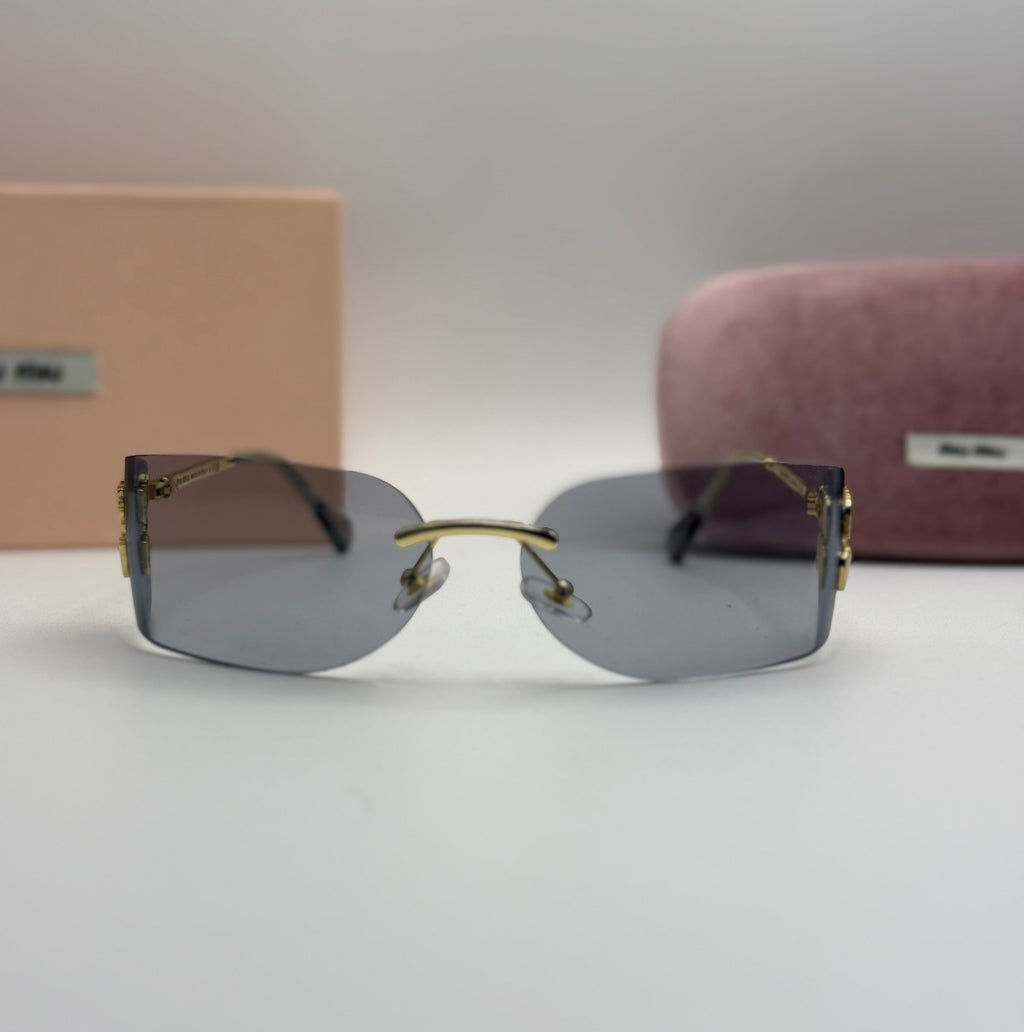 Miu Miu Rimless Sunglasses — Gold & Grey