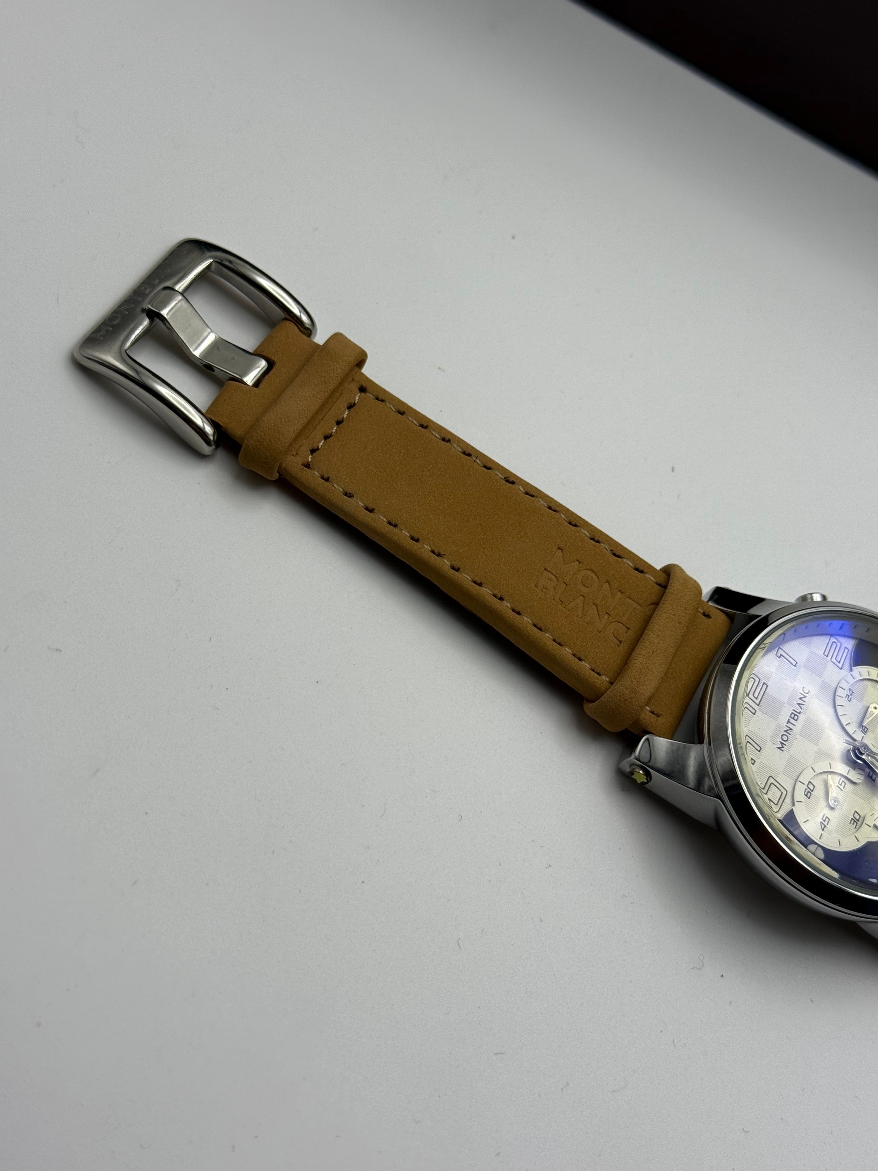 Montblanc TimeWalker Chronograph Watch — Tan Leather Strap