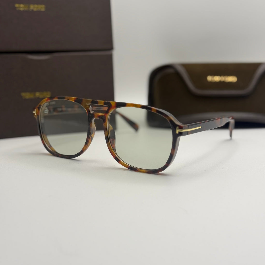Tom Ford Aviator Sunglasses – Havana Tortoise / Light Green Lenses