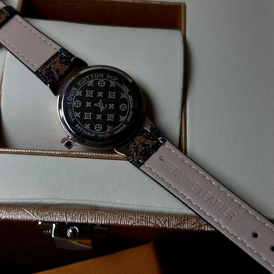 Louis Vuitton Tambour Monogram – Brown Leather White Dial