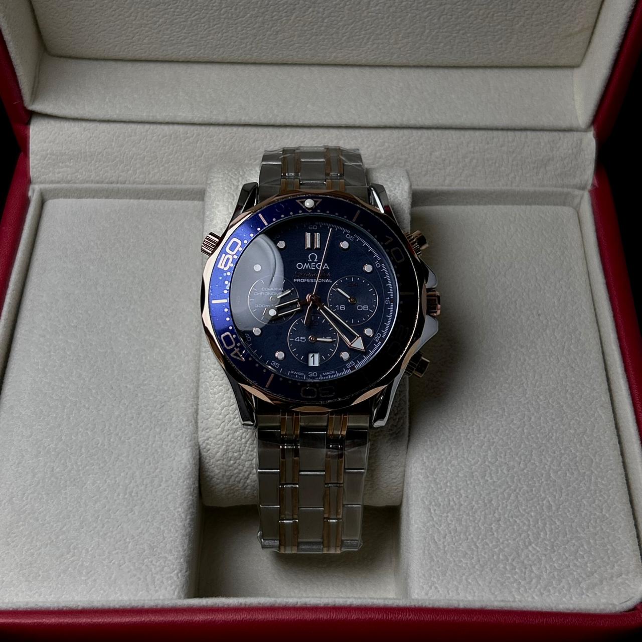 Omega Seamaster Co-Axial Chronometer - Silver Rose Gold Blue