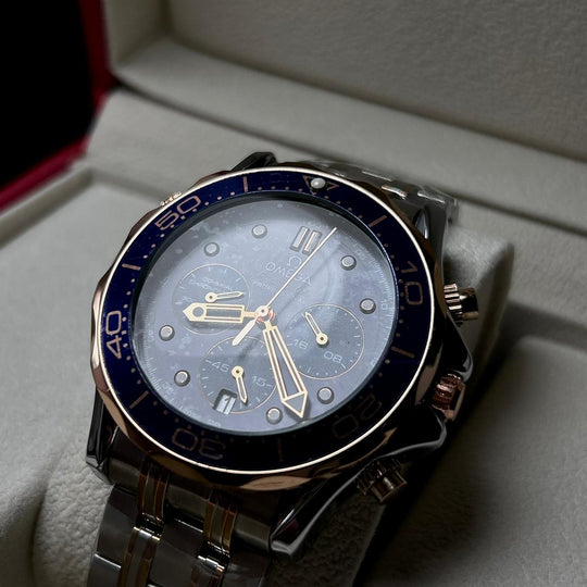 Omega Seamaster Co-Axial Chronometer - Silver Rose Gold Blue