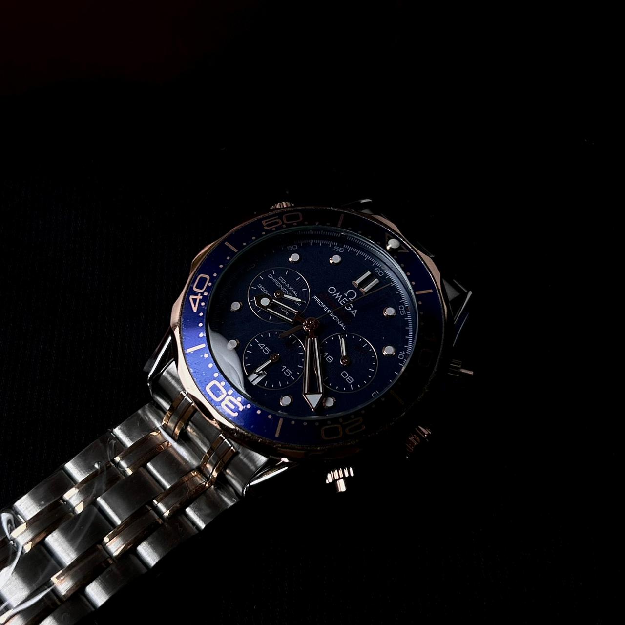 Omega Seamaster Co-Axial Chronometer - Silver Rose Gold Blue
