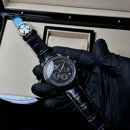 Patek Philippe Complications Chronograph Alligator Leather Edition – Silver Black