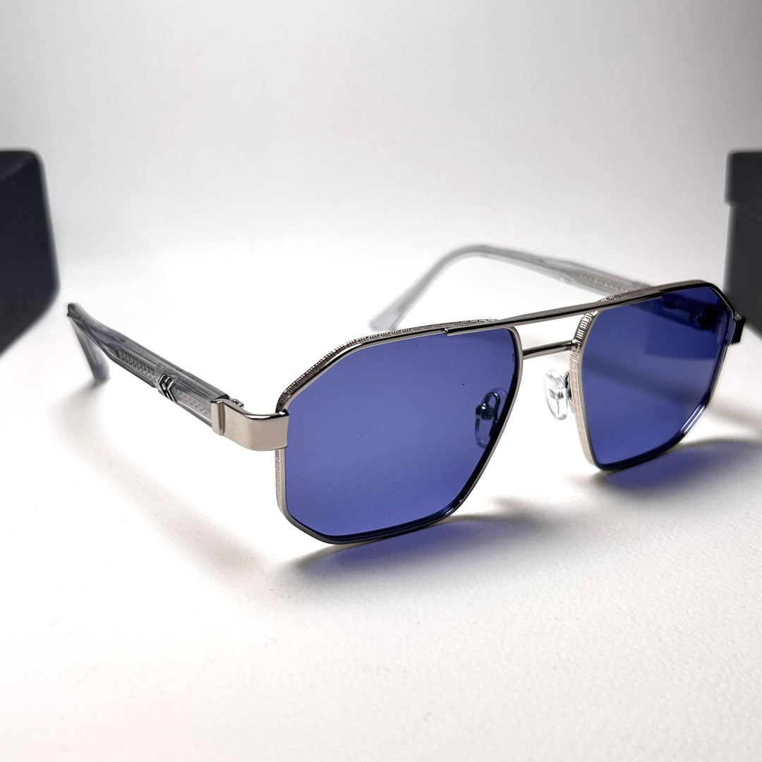 Police Etched Edges - Silver Blue