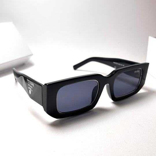 Prada Rectangular 17WS - Black Gloss Silver Outline