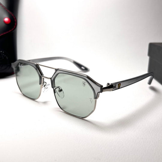 Ray Ban Geometric Squarish Scuderia Ferrari - Light Mint Transparent Gray