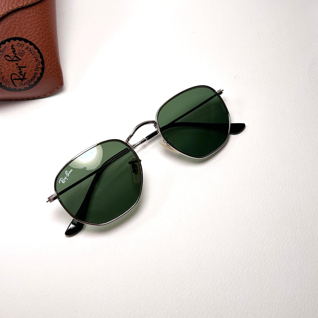 Ray Ban Hexagonal Flat RB3548 - Silver & Green
