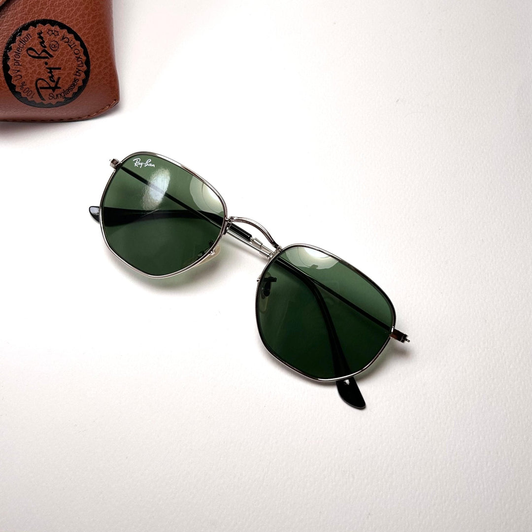 Ray Ban Hexagonal Flat RB3548 - Silver & Green