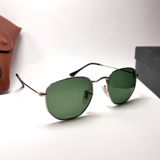 Ray Ban Hexagonal Flat RB3548 - Silver & Green