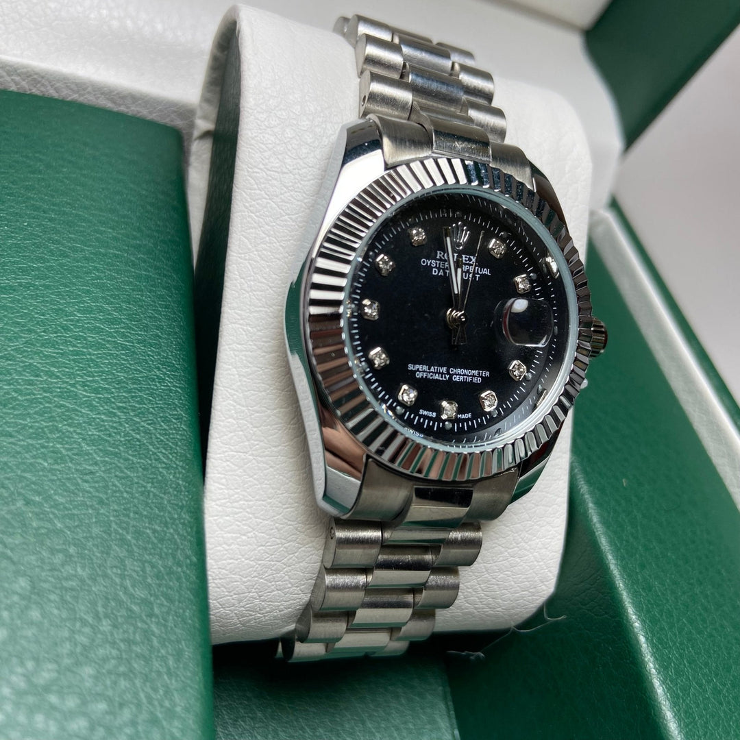Rolex Date Just Diamond for Her - Black Dial