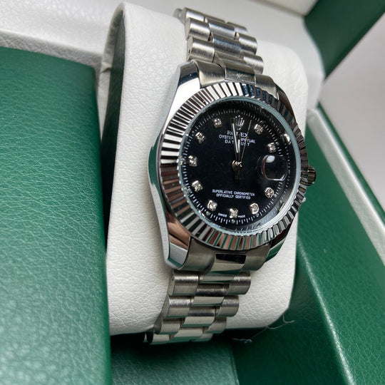 Rolex Date Just Diamond for Her - Black Dial