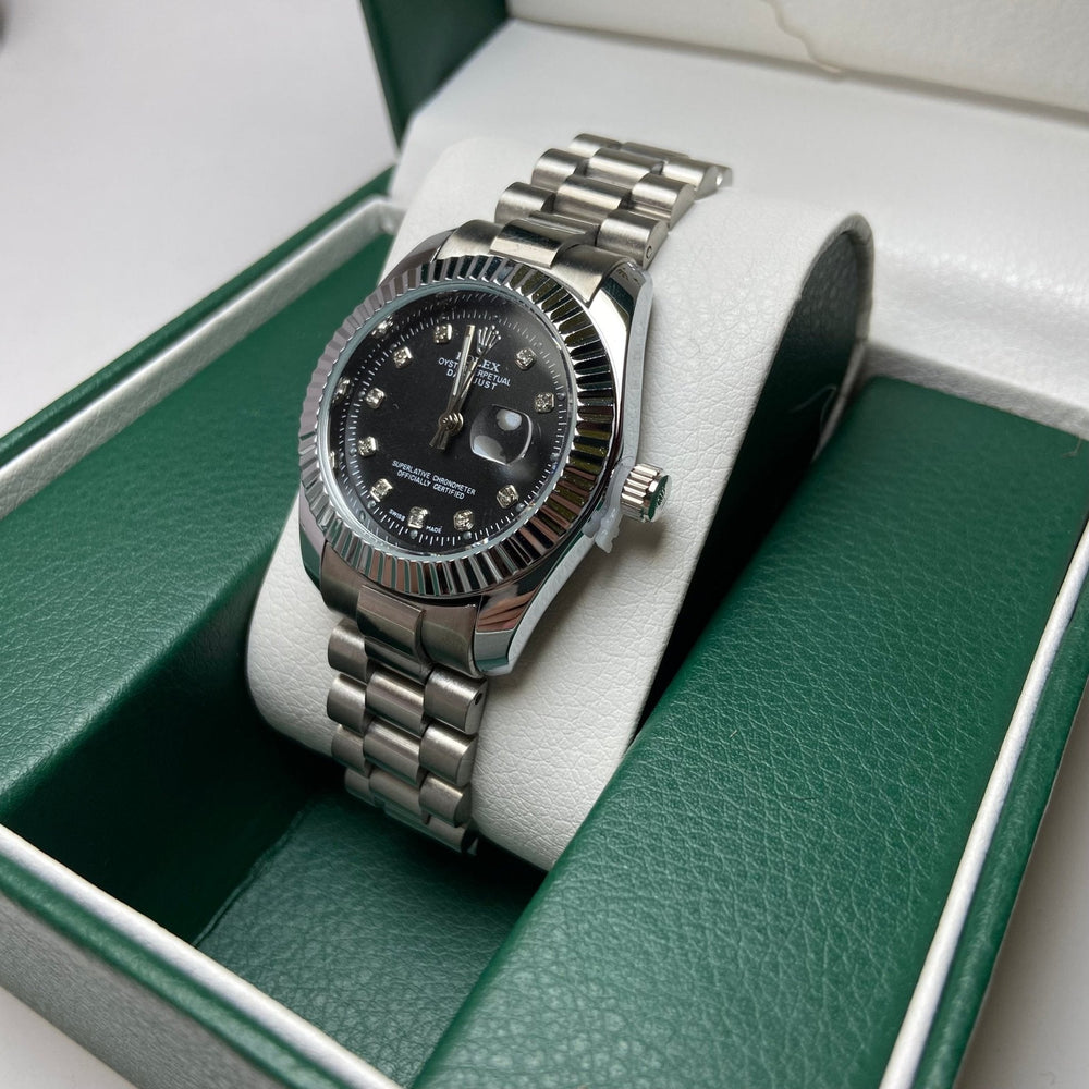 Rolex Date Just Diamond for Her - Black Dial