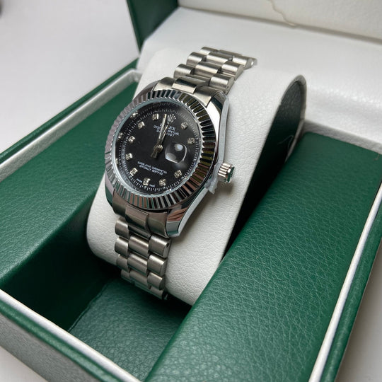 Rolex Date Just Diamond for Her - Black Dial