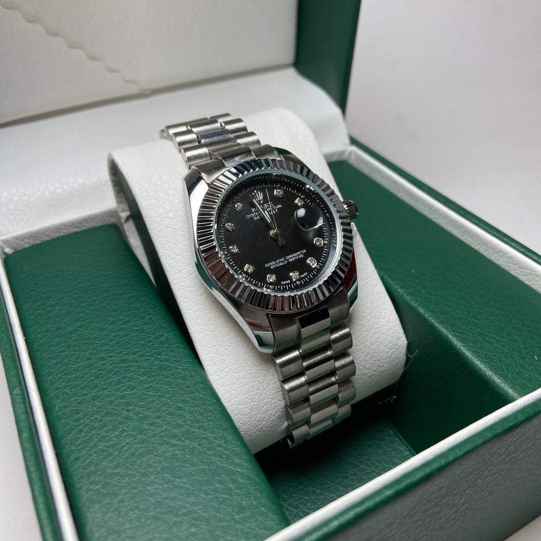 Rolex Date Just Diamond for Her - Black Dial