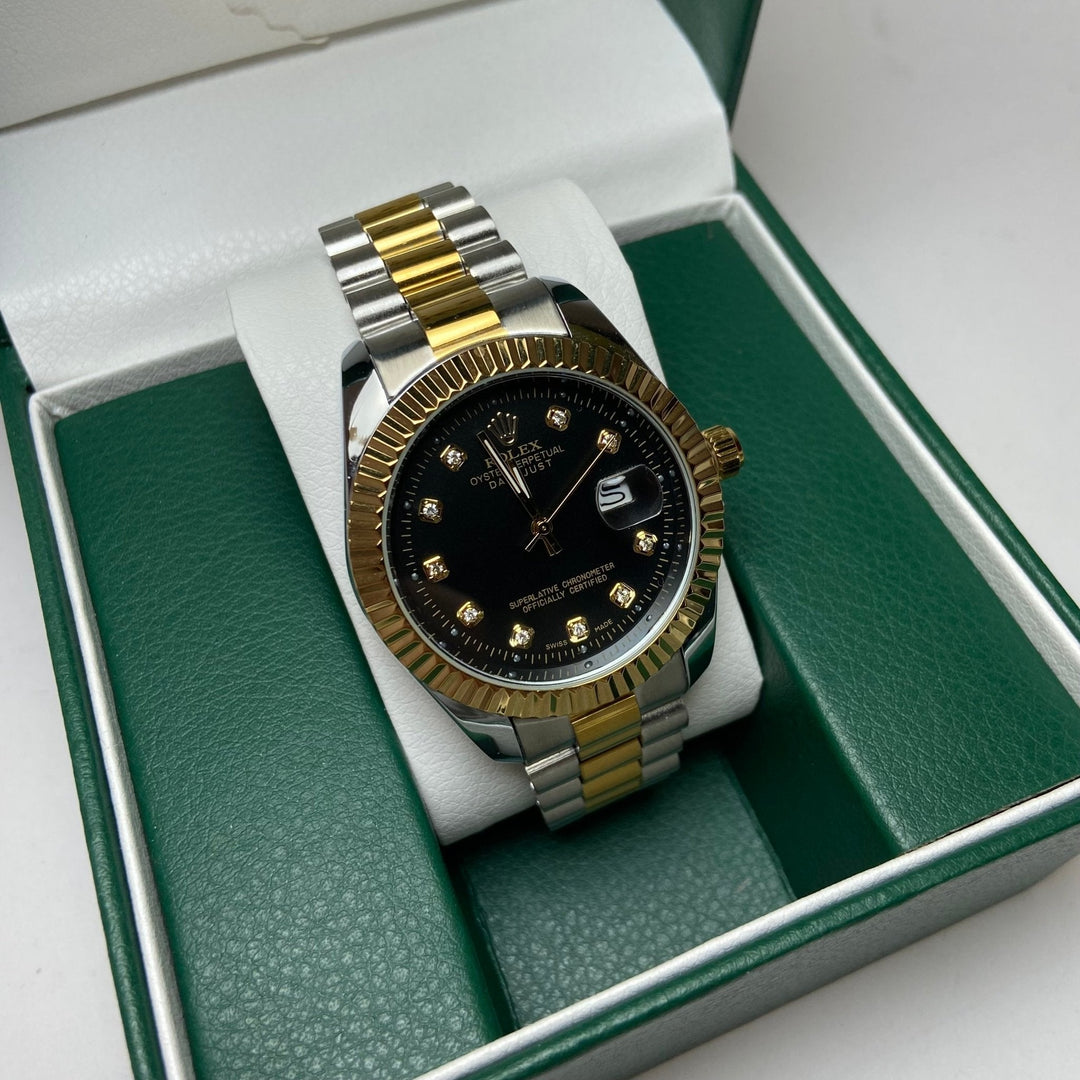 Rolex date just Diamond for Him - Black Two-Tone