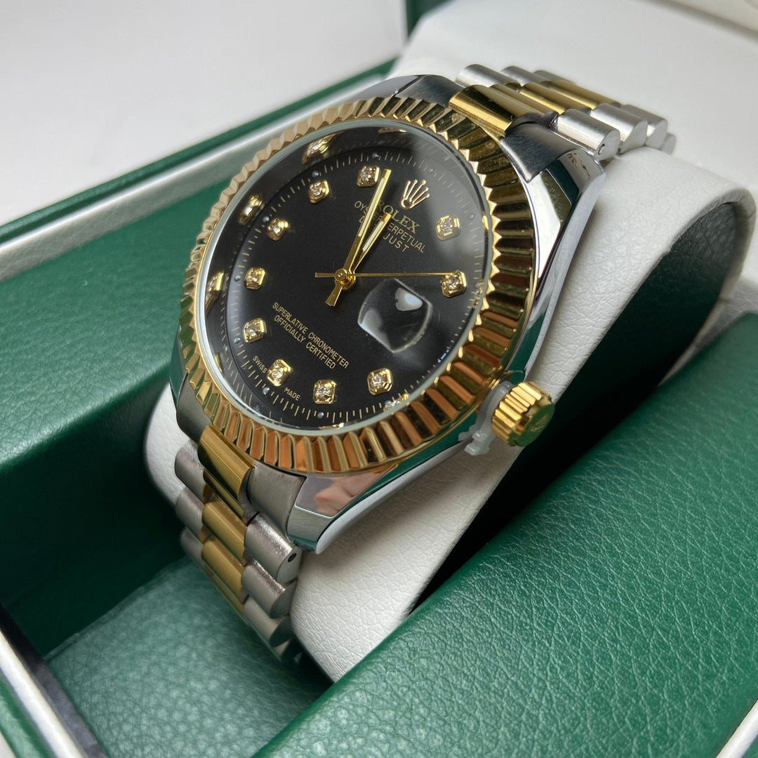 Rolex date just Diamond for Him - Black Two-Tone