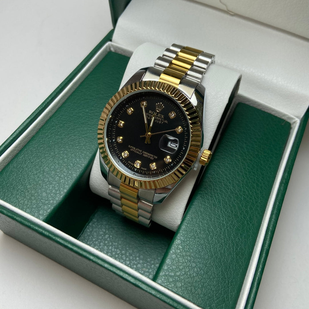Rolex date just Diamond for Him - Black Two-Tone